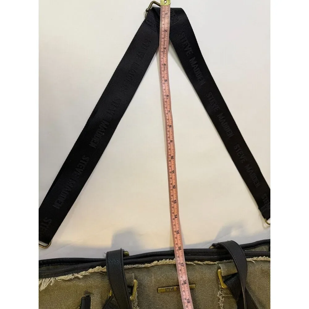 Steve Madden Bgraddy Olive Green Canvas Slouchy Utility Hobo Bag